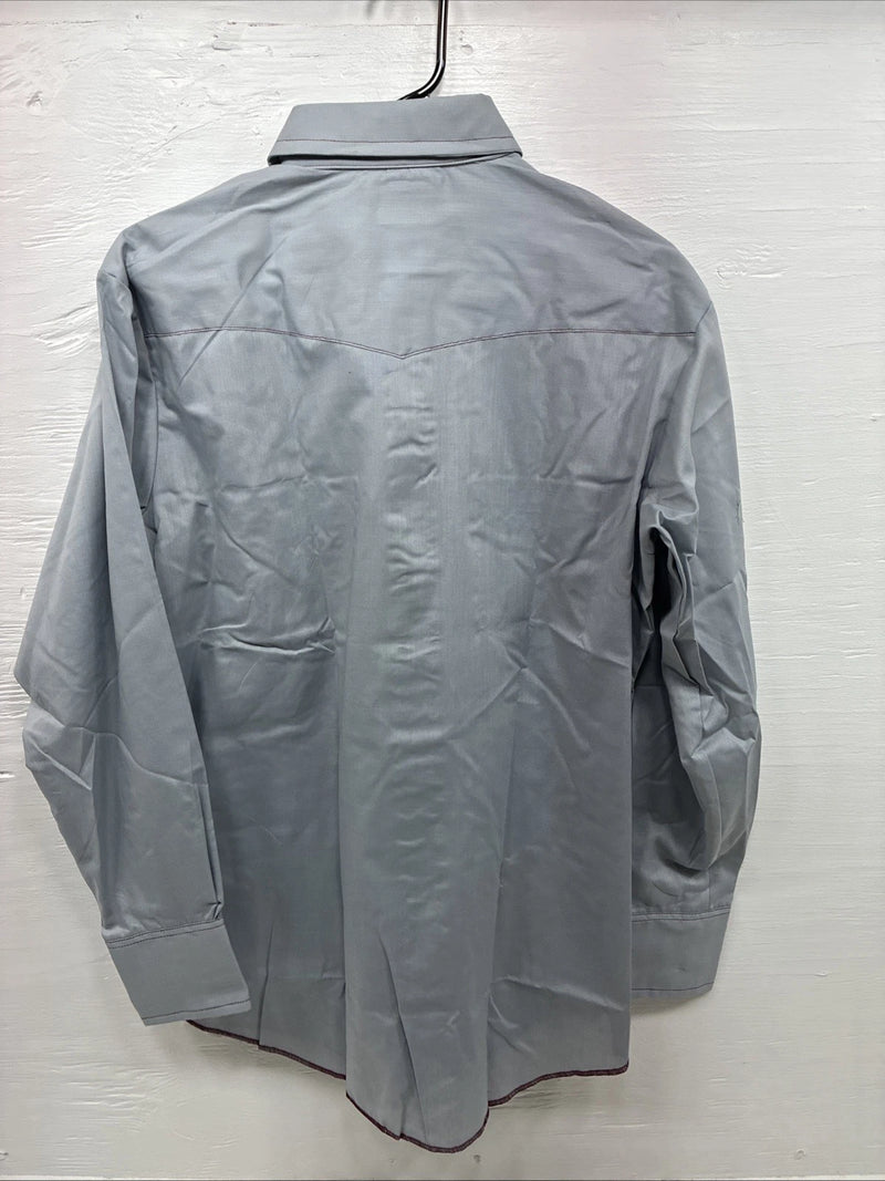 New Men’s Dee-Cee Gray Red Long Sleeve Pearl Snap 16 X 33 Large AA-82