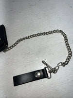 New Black Split Leather Chain Belt Wallet P-500