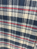 New Men’s White Horse Brown Blue Plaid Long Sleeve Pearl Snap Large V-102