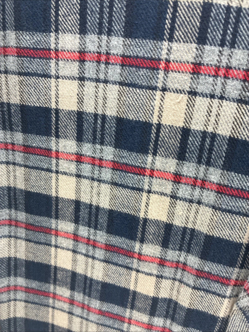 New Men’s White Horse Brown Blue Plaid Long Sleeve Pearl Snap Large V-102