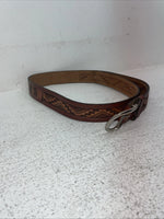 New Brown Genuine Leather Chambers Tooled Belt 34” #6551 Z-8 