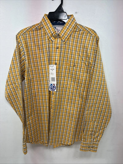 New Teens Wrangler Yellow Plaid Long Sleeve Button Up XL DD-65