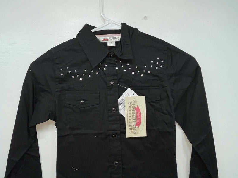 New Women’s Black Cumberland Outfitters Long Sleeve Button Up Shirt S 3B-109