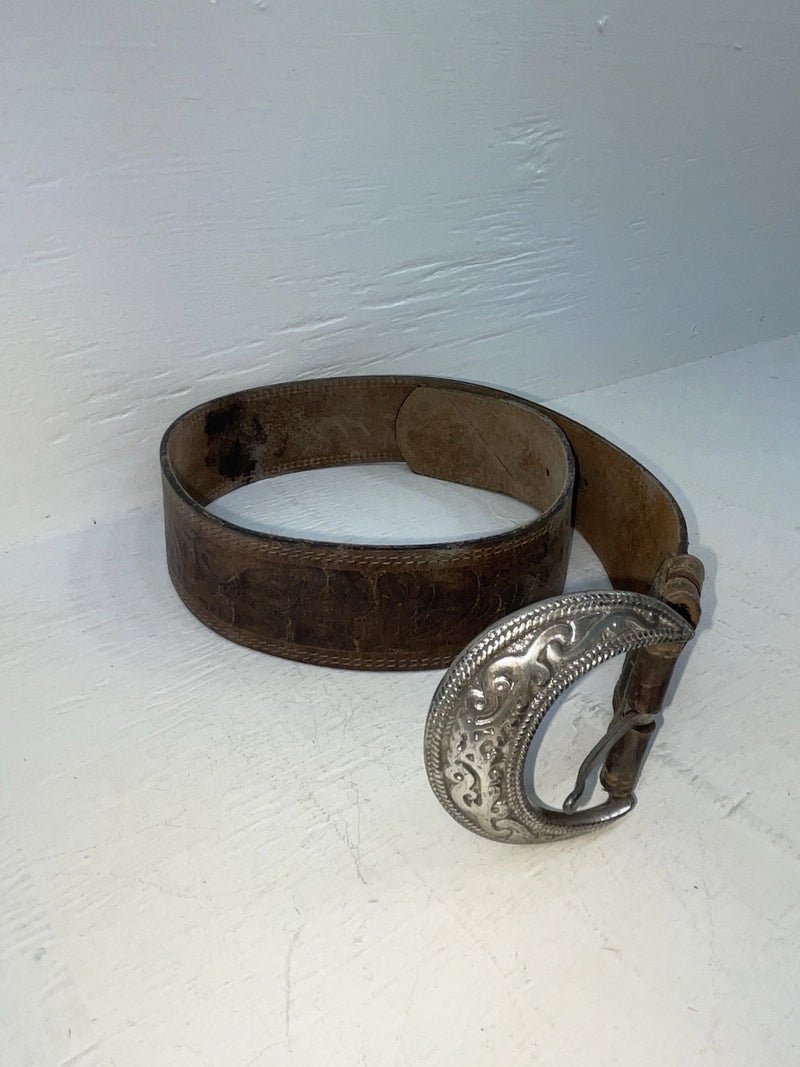 New Brown Genuine Leather Tooled 28” Belt #25000 JJ-107