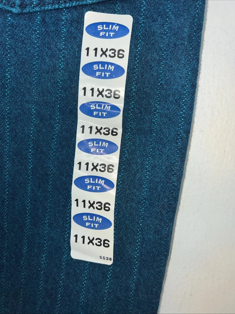 New Women’s Blue Stripped Wrangler Slim Fit Denim Jeans. 11x36 O-13