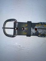 New Gray Genuine Leather Kentucky Weaved And Tooled 30” Belt #82004 JJ-127