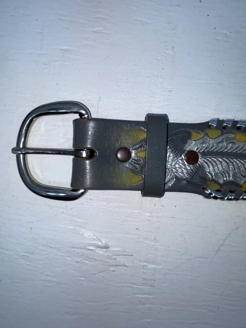 New Gray Genuine Leather Kentucky Weaved And Tooled 30” Belt #82004 JJ-127