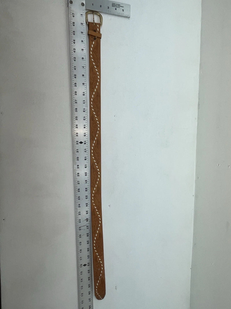 New Brown Genuine Leather Tooled 32” Belt #1442B Z-62