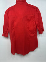 New Women’s H Bar C Red Long Sleeve Button up Size 34 MM-132