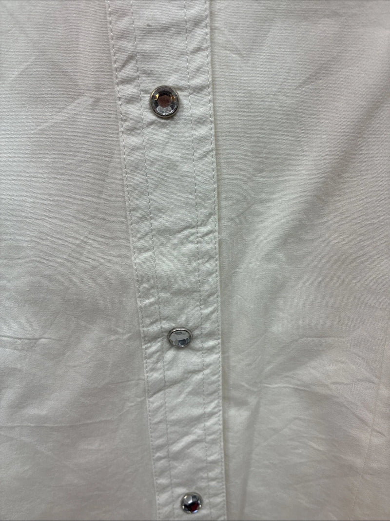 New Women’s Cumberland White Gem Long Sleeve Pearl Snap Medium LL-83