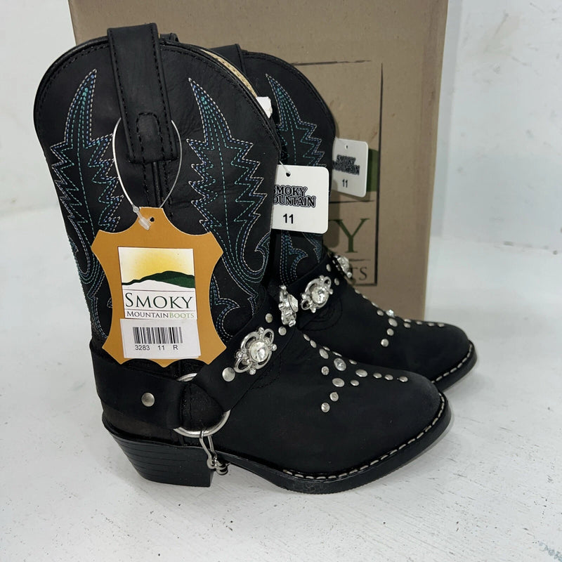 New Children’s Black Smoky Mountain Cowboy Boots. 3283 C 11 D. 24-76