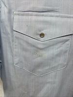 New Men’s Texas Sage Blue Short Sleeve Pearl Snap 16.5 Large Q-82
