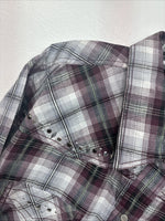 New Women’s Cumberland Purple Plaid Long Sleeve Pearl Snap Size 3X GG-11