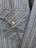 New Men’s ELY Cattleman Gray White Stripe Long Sleeve Pearl Snap 16 Large Q-39