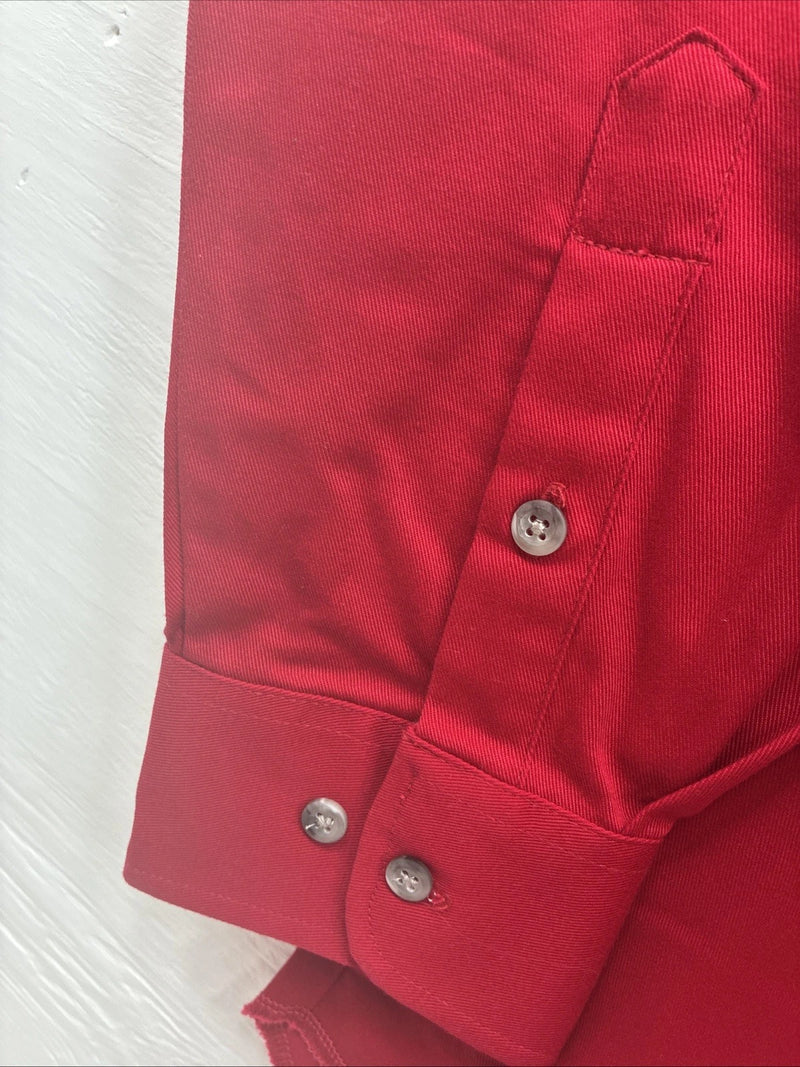 New Men’s Wrangler Red Western Long Sleeve Button Up 16.5 X 34 Large V-61