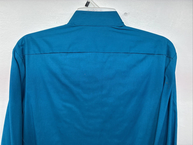 New Western Collection Blue Long Sleeve Button Up English Shirt Size 16 II-34