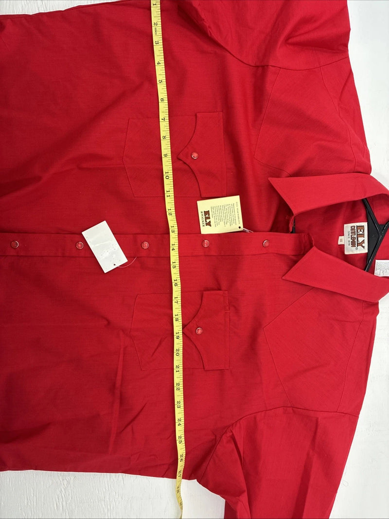 New Men’s ELY Cattleman Red Short Sleeve Pearl Snap 18 2XL AA-110
