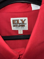 New Men’s Red ELY cattleman Short Sleeve Pearl Snap Shirt. 18.5 2XL G-78
