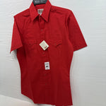 New Men’s ELY CattleMan Red short sleeve pearl snap 14.5 small B-72