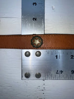 New Brown Genuine Leather Acme Gold Pendent 28” Belt #4642 NN-22