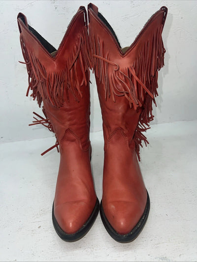 New Women’s Red Fringe Capezio Cowboy Boots. 693 6.5 6 1/2 M. 19-75