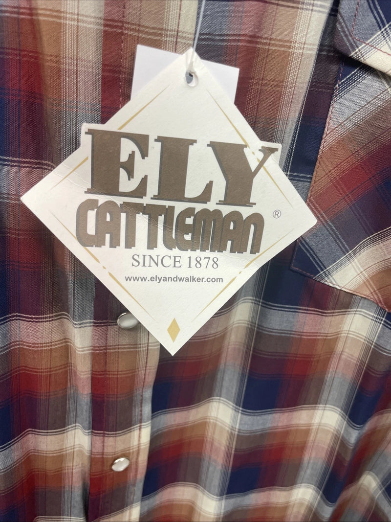 New Men’s ELY Cattleman Multiple Color Long Sleeve Pearl Snap 3XL E-32