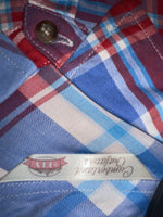 New Women’s Plaid Cumberland Outfitters Cut Off Button Up Shirt L #14119 3B-49