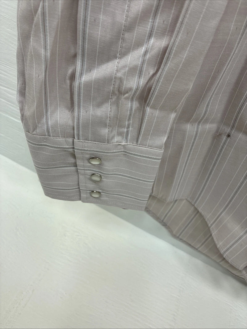 New Men’s ELY Cattleman Off White Long Sleeve Pearl Snap 15 X 34 Medium E-46