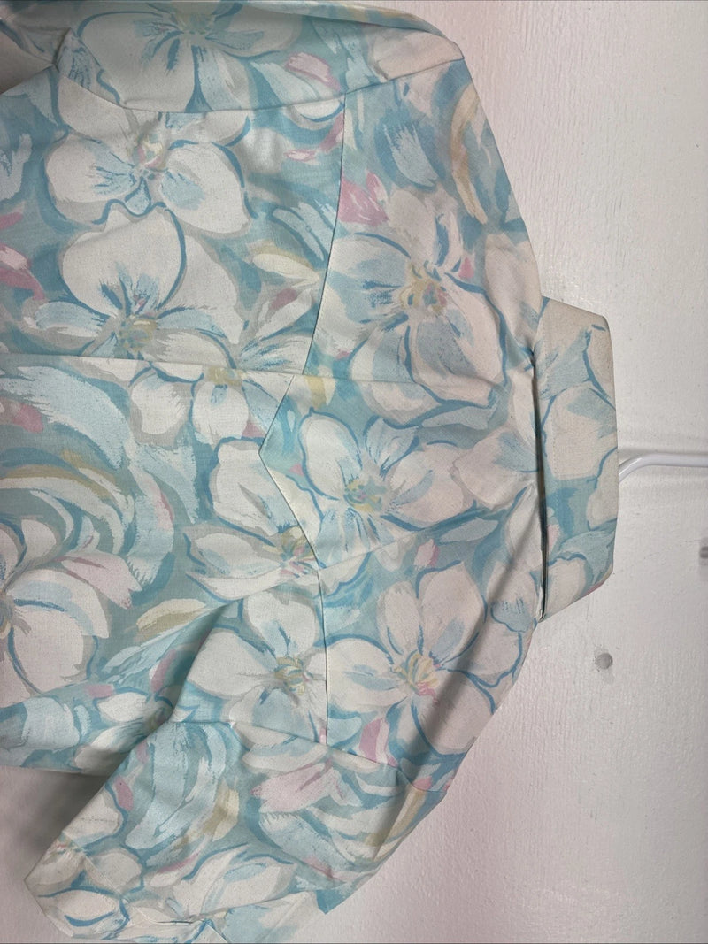 New Women’s H Bar C Blue Floral Short Sleeve Pearl Snap Size 30 DD-155