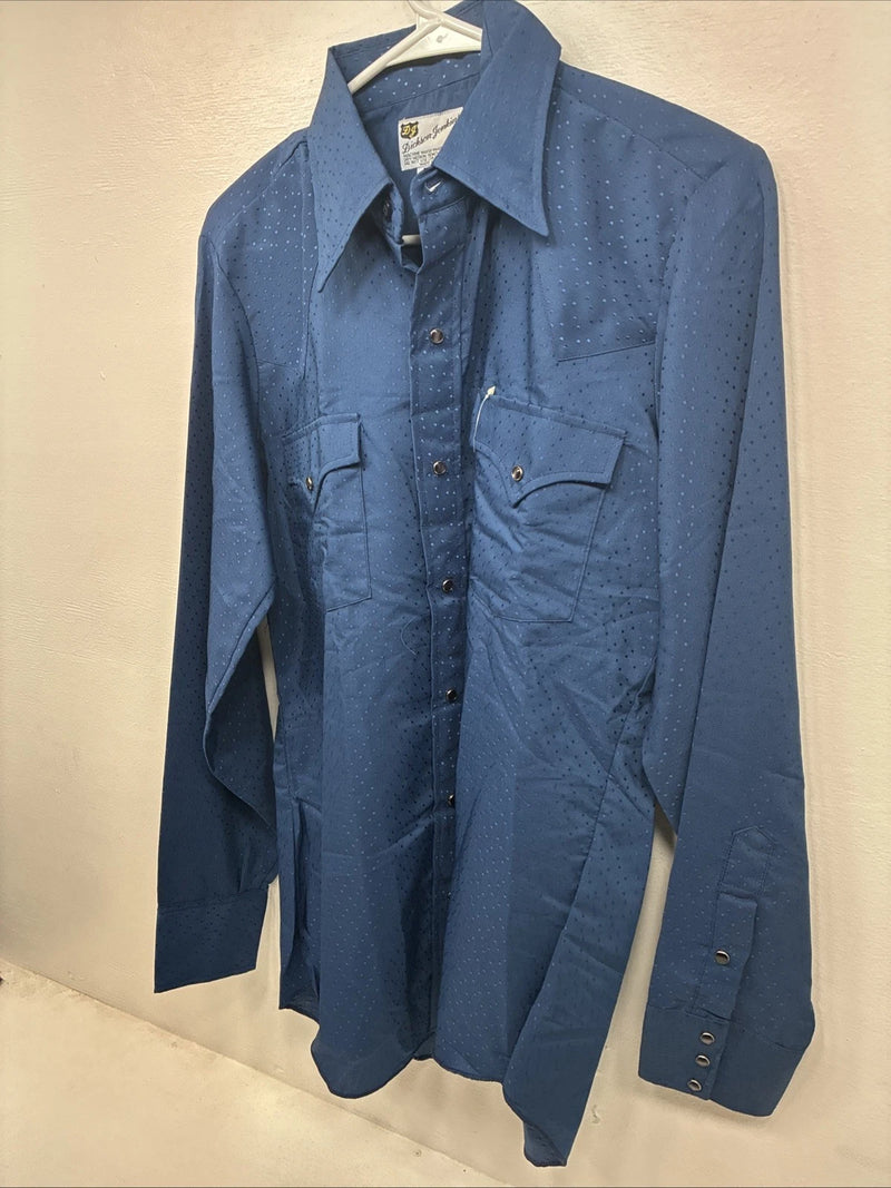 New Men’s Dickson Jenkins Blue Long Sleeve Pearl Snap Size 34 KK-113