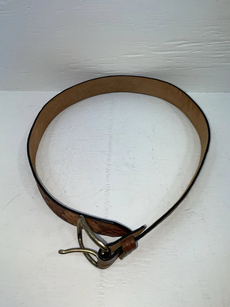 New Brown Genuine Leather Tooled 30” Belt #652 JJ-18