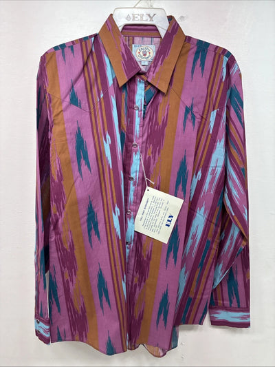 New Women’s Country Charmers Purple Designed Long Sleeve Pearl Snap Large II-80