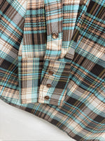 New Kids Panhandle Slim Multicolor Plaid Long Sleeve Pearl Snap Size 10 CC-84