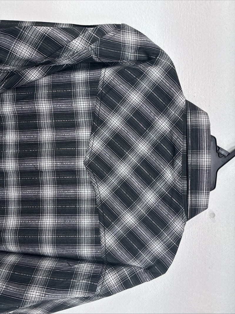 New Women’s Cumberland Black Plaid Long Sleeve Pearl Snap 3XL GG-67