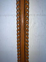 New Brown Genuine Leather Circle Y Weaved 28” Belt #8398 JJ-124