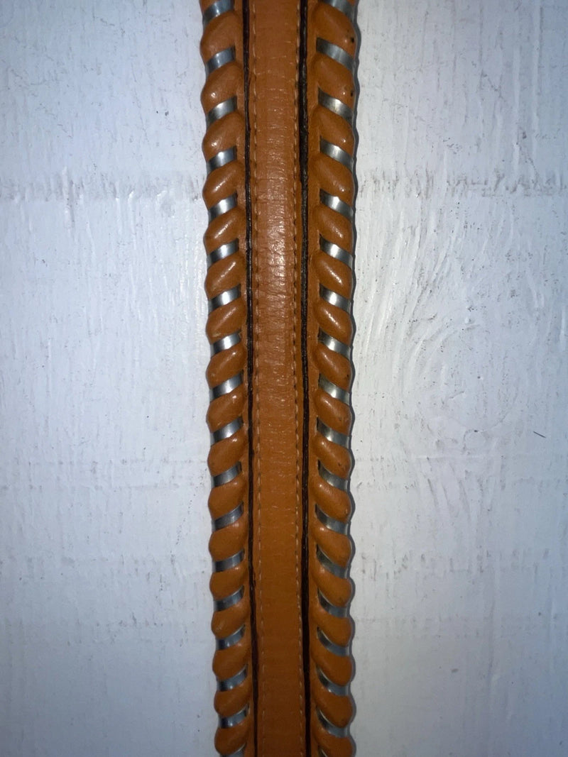 New Brown Genuine Leather Circle Y Weaved 28” Belt #8398 JJ-124