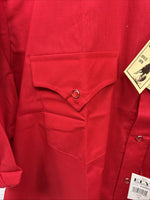 New Men’s ELY Cattleman Red Short Sleeve Pearl Snap 2XL 18 E-45