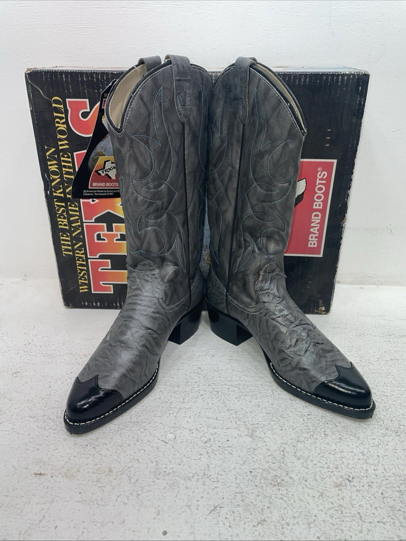 New Men’s Gray Texas Brand Cowboy Boots. 1082 7.5 7 1/2 D. 1-77