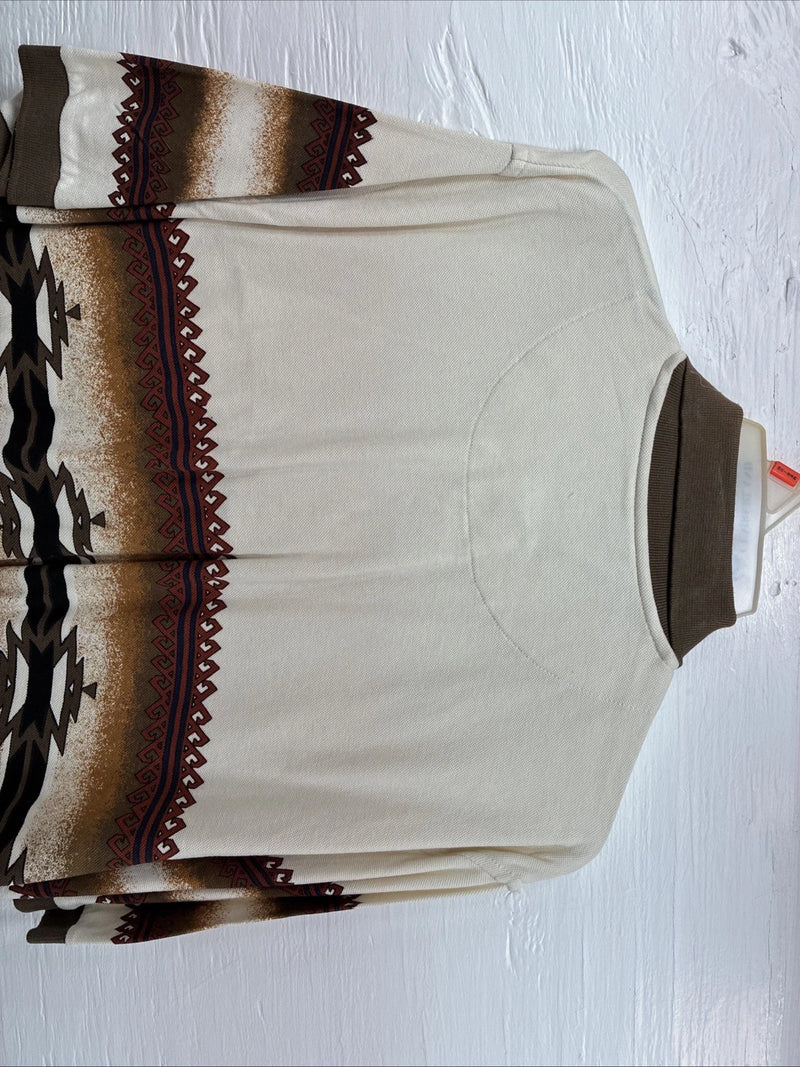 New Men’s Cumberland Brown Western Design Short Sleeve Polo Medium K-51