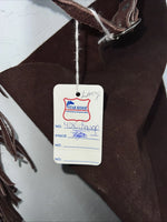 New Congress Leather Burgundy Show Chaps With Fringe Adjustable Waist 40” L-47