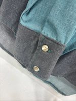 New Men’s Latigo Blue Black Long Sleeve Button Up Hood Large V-84