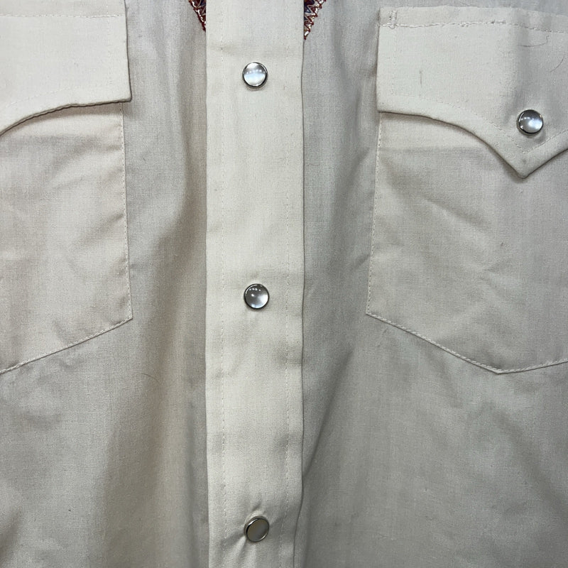 New Men’s Champion Western Tan Long Sleeve Pearl Snap 15 X 34 Medium B-51 