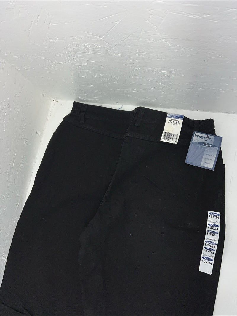New Men’s Black Wrangler Blues Relaxed Fit Side Elastic Jeans. 16x34 K-17