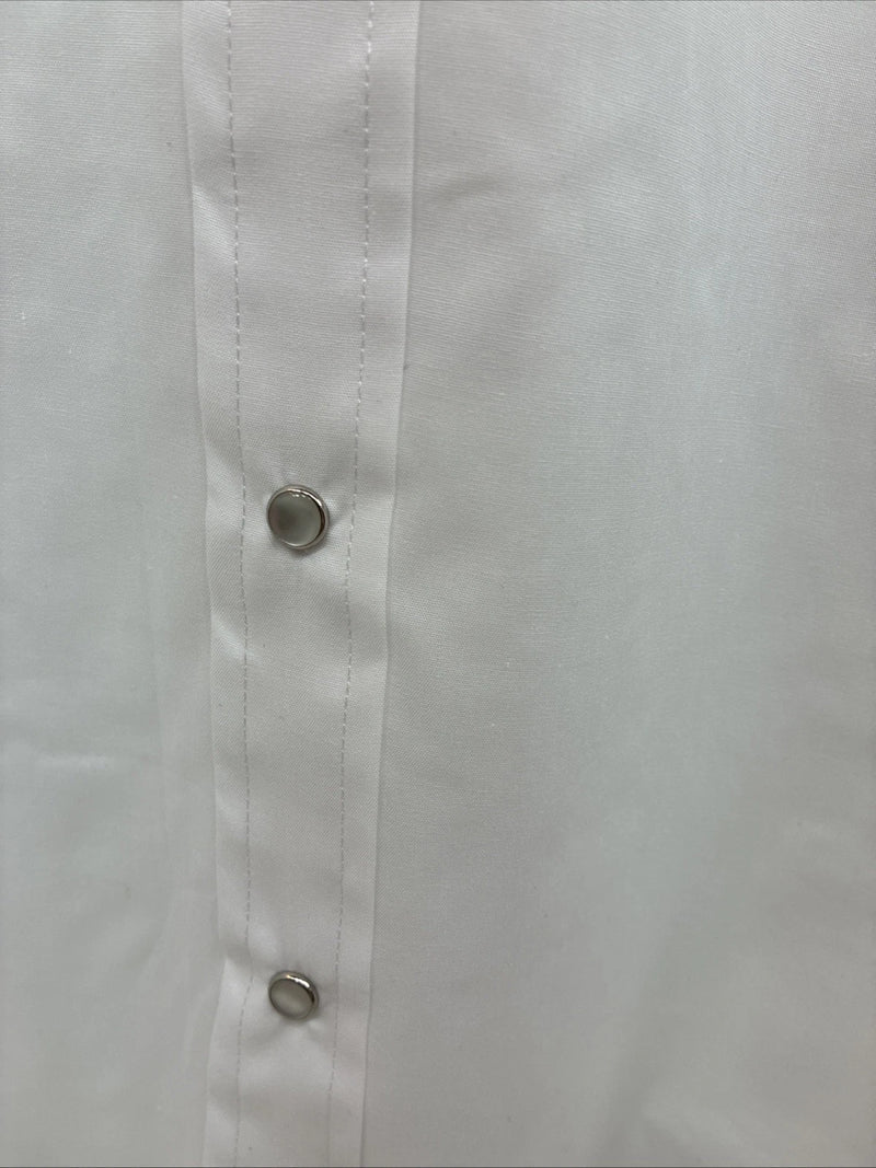 New Men’s ELY Cattleman White Blue Embroidered Long Sleeve Pearl Snap 2XL H-29