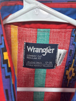 New Men’s Wrangler Multicolor Long Sleeve Button Up 17 XL DD-4