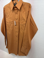 New Men’s White Horse Orange Simple Western Long Sleeve Pearl Snap Medium J-84