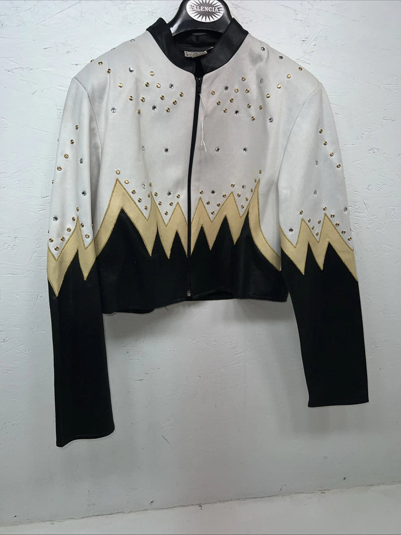 New Women’s 1849 Authentic Ranchwear White Yellow Short Show Jacket M WW-14