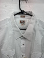 New Men’s ELY Cattleman White Short Sleeve Stripe Pearl Snap 20.5 4XL H-61