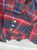 New Men’s ELY Plains Red Plaid Long Sleeve Pearl Snap 16  X 34 Large M-34