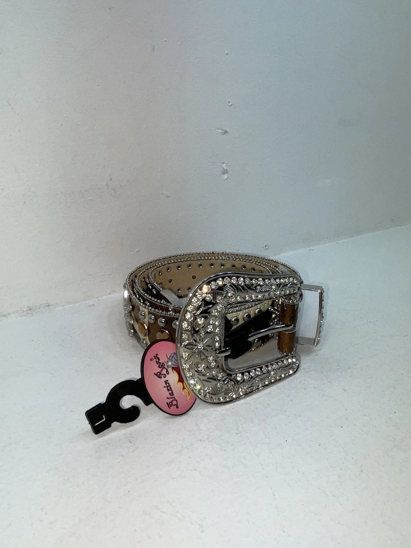 New Cow Print Genuine Leather Blazin Roxx Bling L Belt #N3510602 Z-77